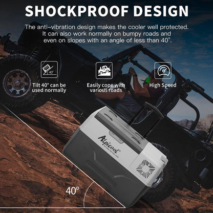 Alpicool CX30 elektrische compressor Koelbox/vriesbox, 30L Mini koelkast 12/24 V en 230 V, Autokoelkast voor auto, vrachtwagen, camping met stopcontact en USB-poort