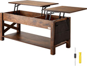 Koffietafel - Table - Coffe table - Living Room Table - Lift Top salontafel - tafel met extra opbergruimte - omklapbare salontafel voor de woonkamer - 47.5in - Bruin - 57.76lbs
