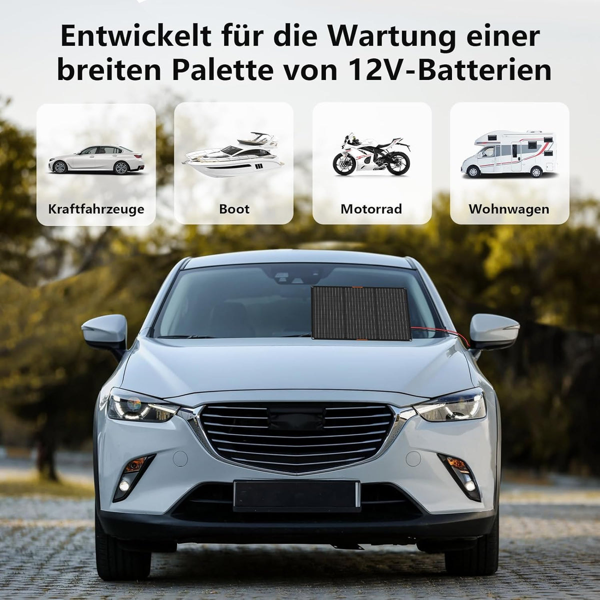 Zonnepaneel 50 W 12 V zonne-oplader voor auto, draagbaar, waterdicht, zonne-onderhoudslader voor auto, boot, camper