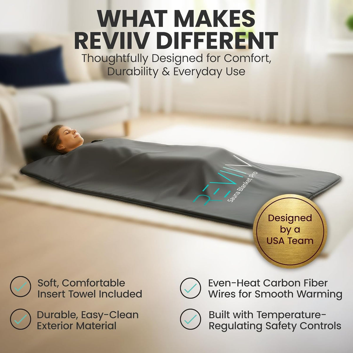 Portable Sauna Blanket with Bonus Cotton Inlay Towel - V2.0 Major Upgrades! Premium Far Infrared Sauna Blanket for Detoxification - Sauna Blanket, Infrared Saunas for Home with Temperature Range of - QUORE