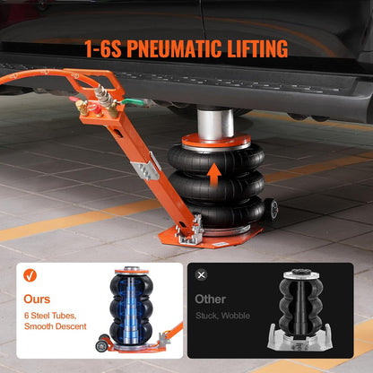 VEVOR Air Jack, 3 Ton/6600LB, 1-6S Pneumatic Lift Jack with Raised Column and Adjustable Handle, Compact, Easy to Lift and Space Saving Jack with Thick Rubber Pad, Fits for Sedan