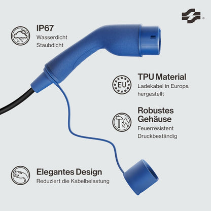 Type 2 Oplaadkabel – EV Laadkabel – Elektrische Auto Kabel – PHEV Oplader – Mode 3 Oplaadkabel – 22 kW 32A Driefasig – IP67 Waterdicht & Duurzaam
