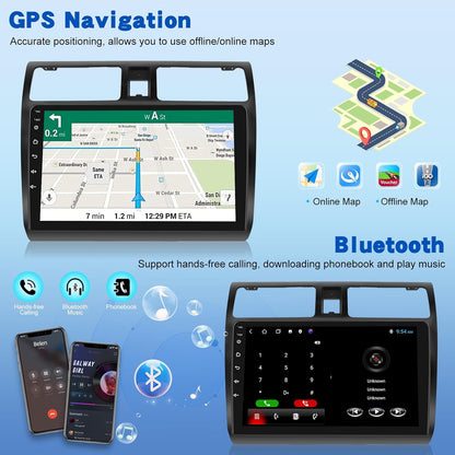 [2G+64G] Android Car Stereo for Suzuki Swift 2005-2010 with Wireless Carplay and Android Auto, 10 inch HD Touch Screen Car Radio with GPS/WiFi/Bluetooth/EQ/FM RDS