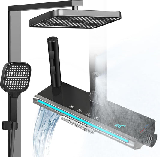 Douchepaneel – Douchekolom – Regendouche – Massagejets – Handdouche – 6 Functies – Roestvrij Staal – Digitaal Temperatuurdisplay
