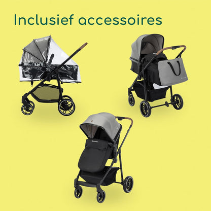 Bebeconfort Haze Trio Lux, 3 in 1 Kinderwagen Set Met Autostoeltje (i-Size), 0-4 jaar (max. 22 kg), 2-in-1-Zitting, Vlakke Ligstand, Compact Inklapbaar, Lichtgewicht Combi Wandelwagen, Tinted Grey