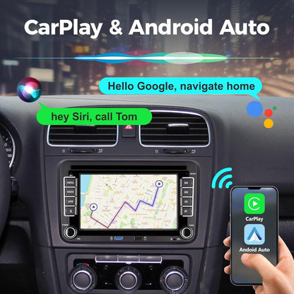 Autoradio, plug en play, compatibel met VW Golf 5 6 Passat Polo rcd330 met draadloze CarPlay Android Auto Bluetooth Radio (DSP-sound)