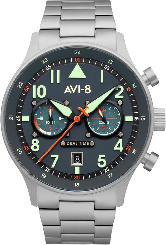 AVI-8 Hawker Hurricane Carey AV-4088, 43,5 mm, Japans kwarts-pilotenhorloge met lederen of roestvrijstalen band