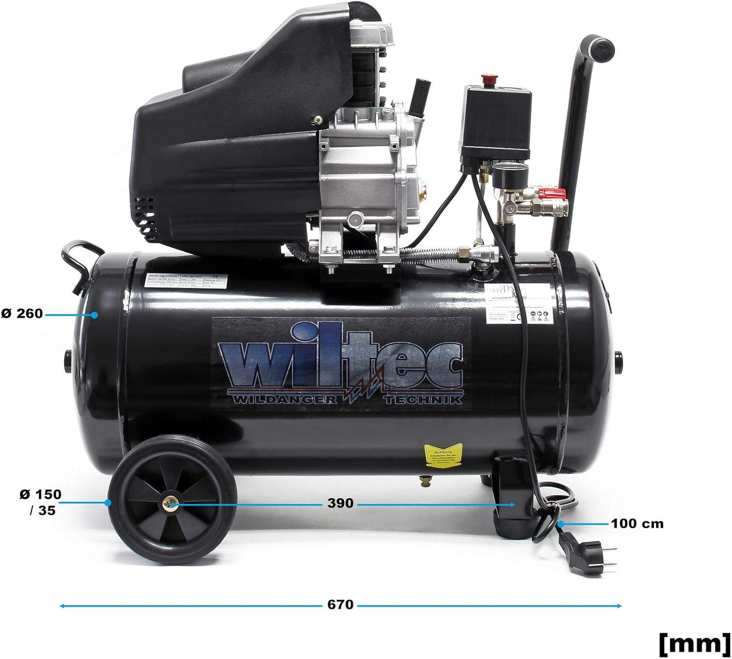 Luchtcompressor – Luchtdrukcompressor – Werkplaatscompressor – Persluchtcompressor – Mobiele Compressor – 50 Liter Tank – 1500 W 2 pk Motor