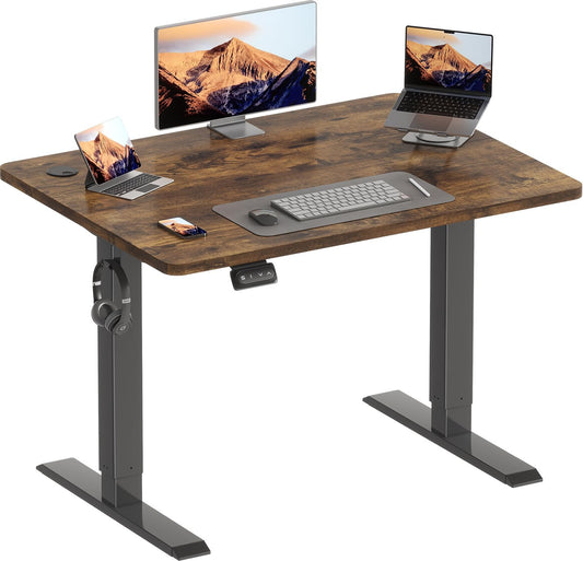 Verstelbaar Elektrisch Bureau – Zit-Sta Bureau – Computertafel – Werkbureau – Bureau Met Memoryfunctie – 100 x 60 cm – Roestbestendig Industrieel Frame – Veiligheidssysteem Tegen Obstakels