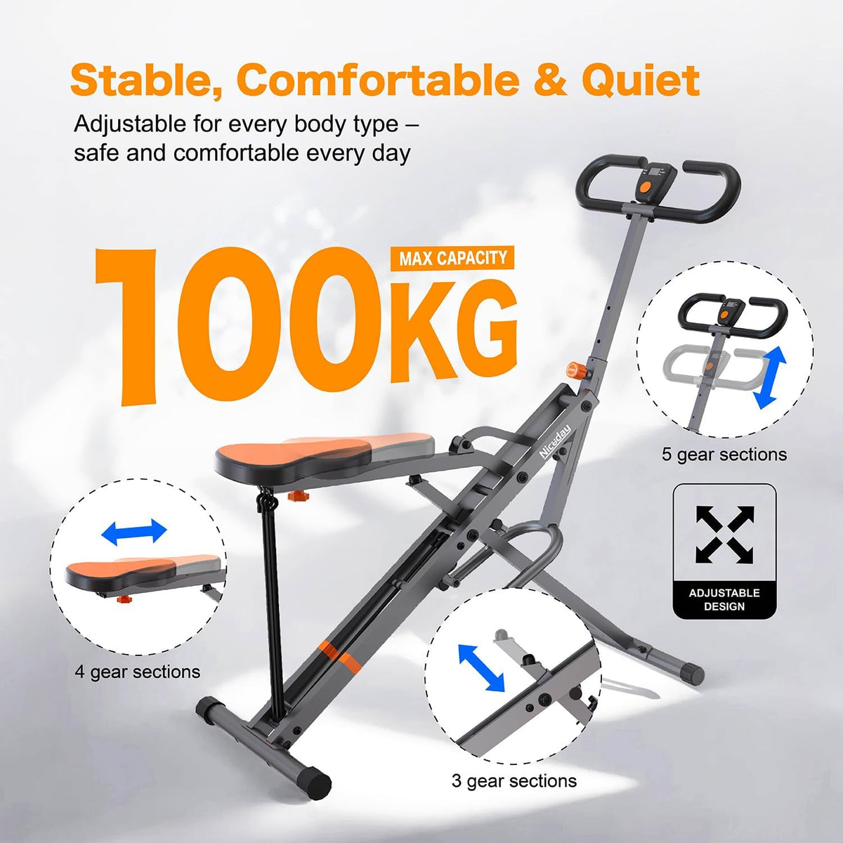 Niceday Squat Machine for Home, Squat Trainer, Core Training Device, Foldable Fitness Device, Butt and Leg Trainer for Cardio and Strength Training - QUORE