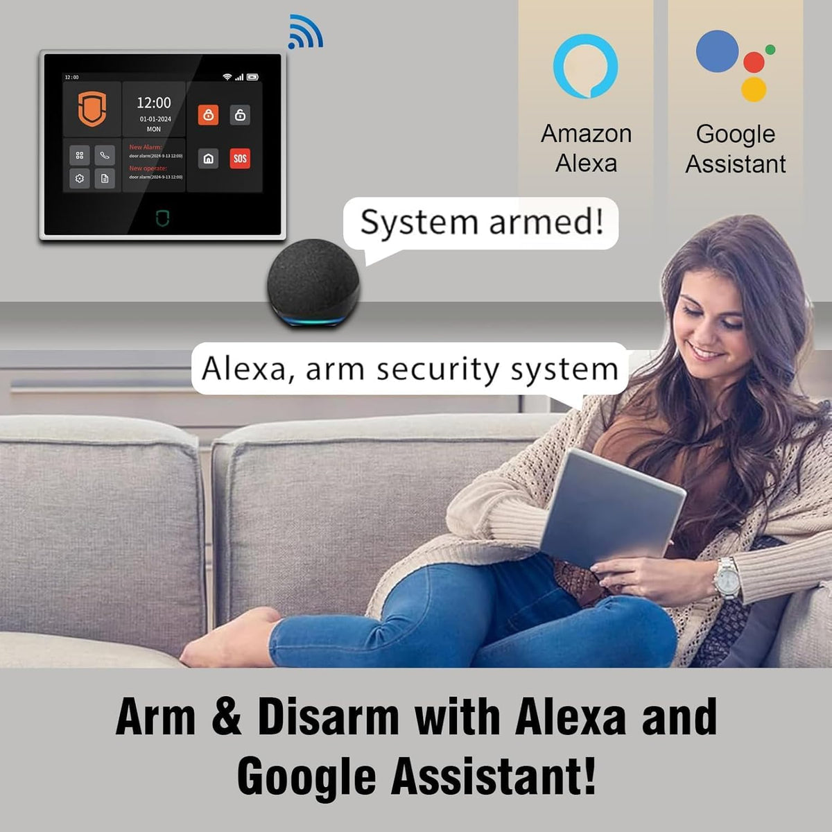 Wolf Guard WT4F-W06 4G + wifi-alarminstallatie, 7 inch touchscreen, 110 dB buitensirene, huisdier-immuunbewegingsmelder, deur-/raamsensor, Tuya Smartlife app, complete systemen