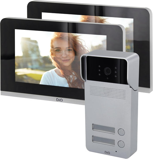 DiO Connected Home Videofoon Kit Multi Appartement Buitenunit 2 Knoppen 2 Schermen 7''
