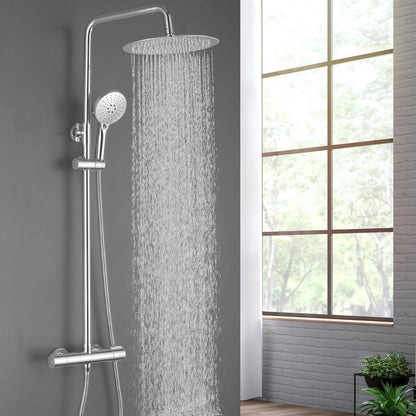 Douche Systeem Met Thermostaatkraan – Thermostatische Douchekraan – Regendouche – Badkamerkraan – Mengkraan – Glanzend Chroom – Constante Watertemperatuur – Veilig En Duurzaam