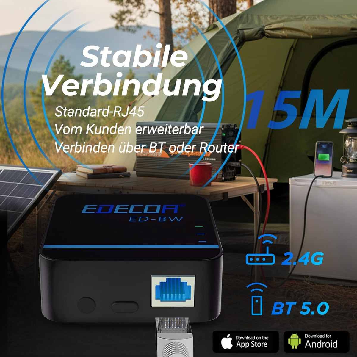 EDECOA 12 V 230 V omvormer, 2000 W/4000 W, 12 V naar 230 V, zuivere sinusgolf, omvormer met wifi-module, ondersteuning voor app-functies met 1 USB-poort en 1 PD-aansluiting