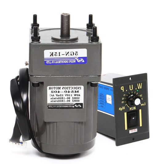 Elektrische Tandwielmotor – Gearmotor – Traploze Motor – Snelheidsregelaar – Enkelfasige Motor – 40 W Vermogen – 0-90 RPM Regelbaar – Aluminiumlegering Behuizing