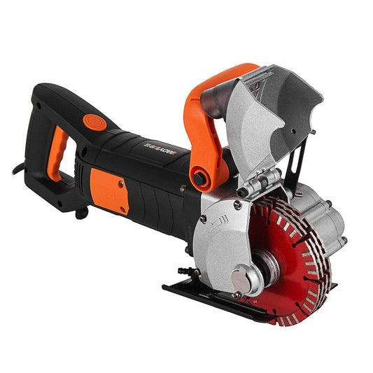 BuoQua wandfrees wandfrees 5000 tpm wandchaser machine 4800 watt muur ruwe snijmachine schokmachine 42 mm voor baksteen graniet, marmeren betonfrees notcher groover met 5 x zaagbladen