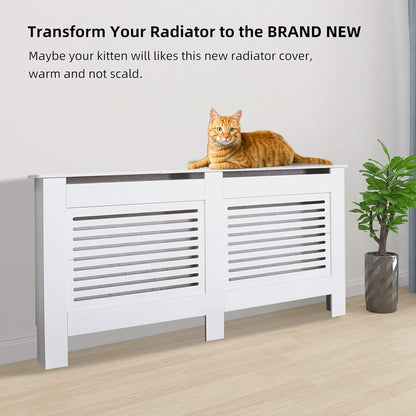 Mondeer Radiator Cover, Kabinet MDF Horizontale Moderne Witte Decoratieve voor Woonkamer Slaapkamer XL (172cm)