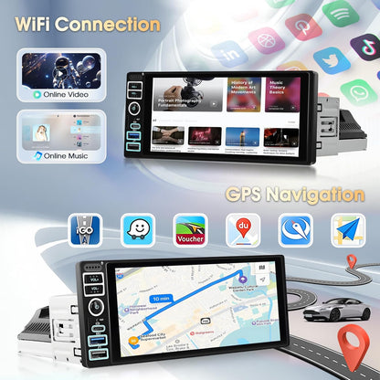 4 + 64G autoradio, 1 Din A-pple, Carplay Android autoradio, dubbele DIN-stereo-radio, 6,9 inch met IPS-touchscreen, Android 15 autoradio met Bluetooth 5.0/GPS/WiFi/FM/RDS