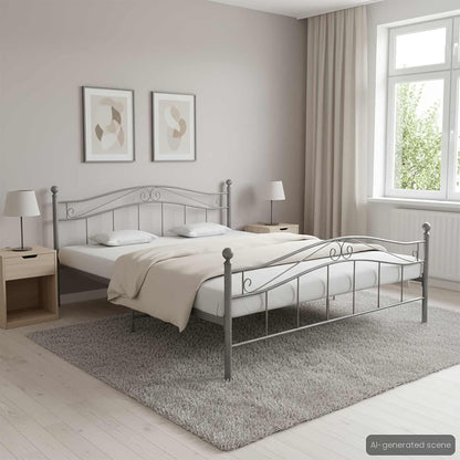vidaXL Bedframe metaal grijs 160x200 cm, tweepersoonsbed, bed, bedombouw, tweepersoonsbedden, bedden, bedombouwen, frame, frames, slaapmeubel