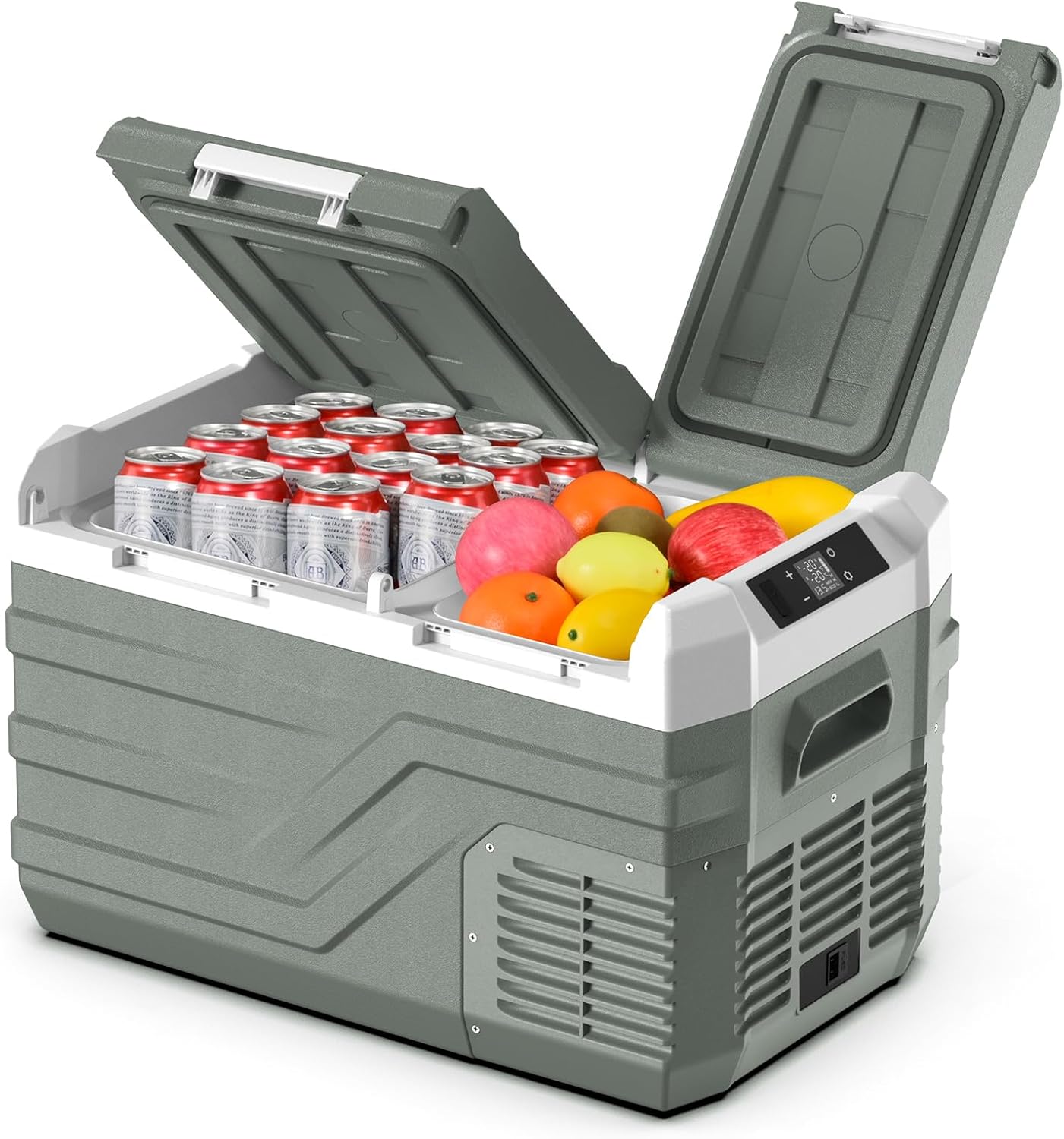 Alpicool Autokoelkast Draagbare Vriezer 23L, 12V Koel-/Vriezer Dubbele Zone Elektrische Koelbox Draagbare Koelkast voor Auto 12V/24V 100-240V(-20℃-20℃) Draagbare Koelkast voor Camping Autotrip