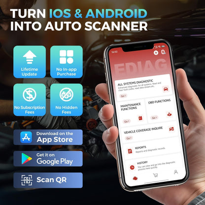 OBD2 Scanner – Diagnose Tool – Auto Scanner – Autodiagnose App – Bluetooth Scanner – Tweerichtingscontrole – 15+ Resetfuncties – Bluetooth 5.2 Verbinding