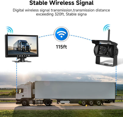 Podofo 9" quad-monitor set met 4 camera's, 1080p, IP68, nachtzicht, dodehoekdetectie, geschikt voor campers/trailers/vrachtwagens.