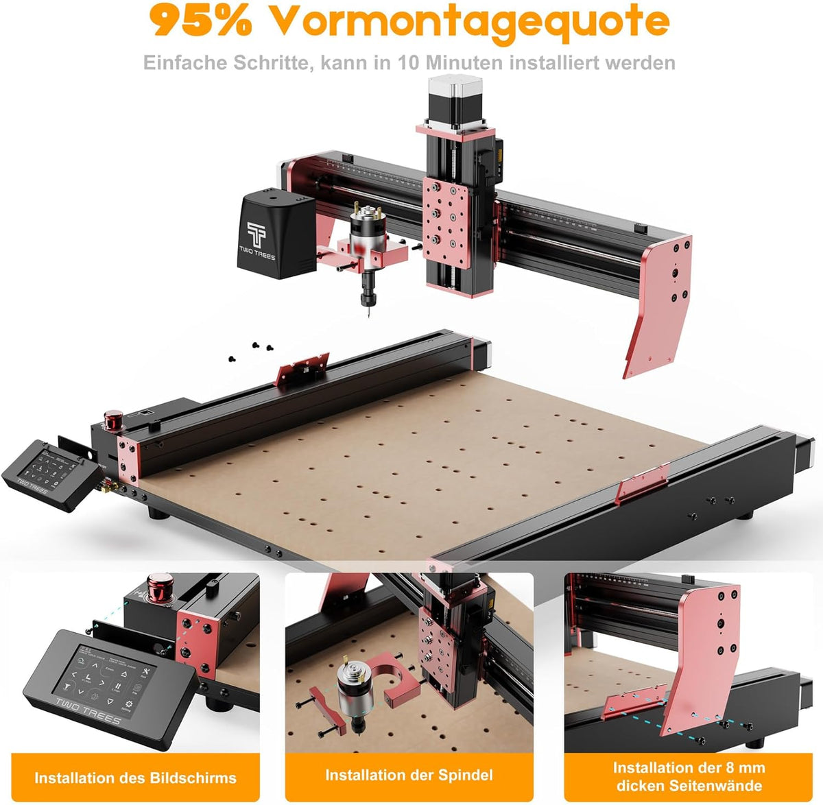 Twotrees TTC450 PRO CNC-freesmachine, 3-assige CNC-houtfrees, CNC-frees voor hout en acryl, 90% gemonteerd, werkbereik: 460 x 460 mm