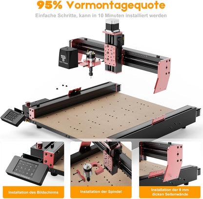 Twotrees TTC450 PRO CNC-freesmachine, 3-assige CNC-houtfrees, CNC-frees voor hout en acryl, 90% gemonteerd, werkbereik: 460 x 460 mm