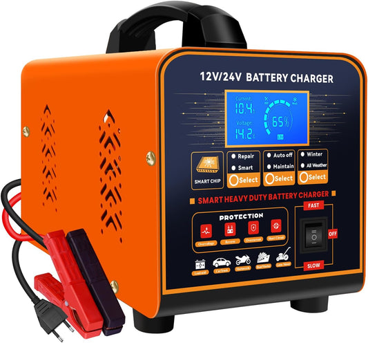 Auto-accu-lader – Accuoplader – Batterijlader – Trickle-lader – Accu-reparatie lader – 12V/24V – Automatische uitschakeling – Wintermodus