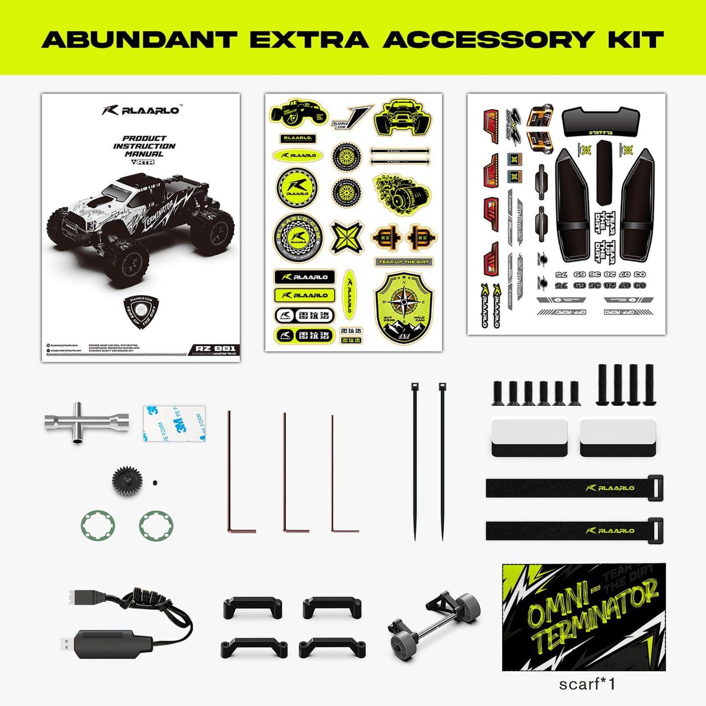 AMORIL 1/10 RTR borstelloze snelle RC-auto's voor volwassenen, max. 50 mph hobby elektrische off-road monstertruck, waterdichte high-speed RC-auto, 4WD-afstandsbediening auto met 3S Lipo, groen