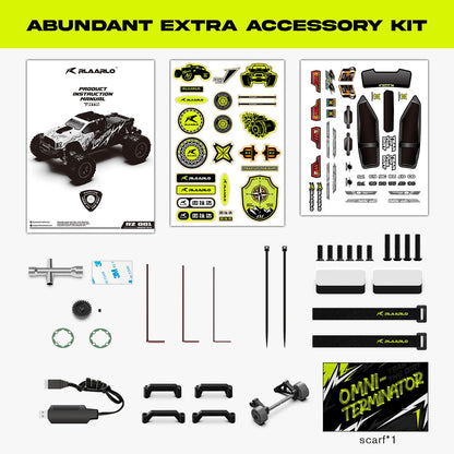 AMORIL 1/10 RTR borstelloze snelle RC-auto's voor volwassenen, max. 50 mph hobby elektrische off-road monstertruck, waterdichte high-speed RC-auto, 4WD-afstandsbediening auto met 3S Lipo, groen