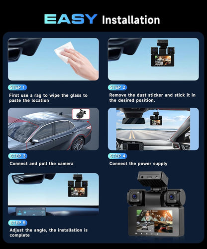 Dashcam – Autocamera – Auto Camera – Rijcamera – Quad-Camera – 2K Voorcamera + 3x1080P – Nachtzicht & 24-Uurs Parkeerbewaking
