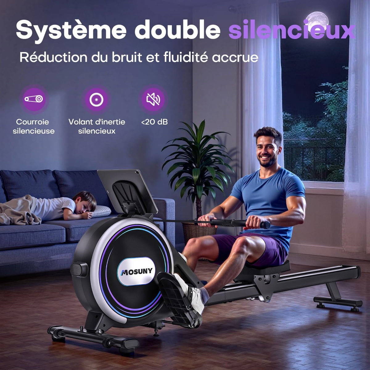 Rowing machine for strength training in the apartment - QUORE