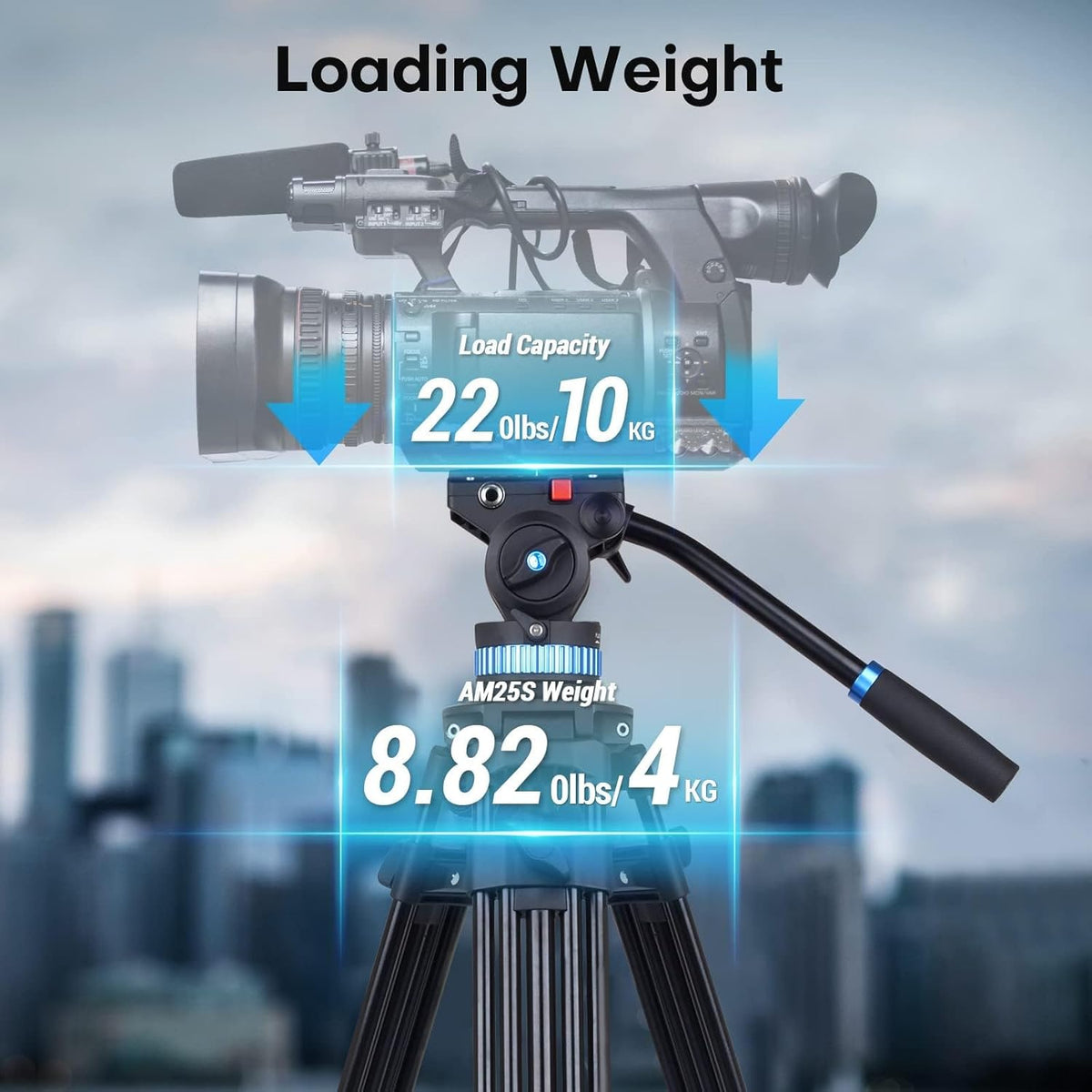 Camera Videostatief met Vloeistofkop – Driepootstatief, Tripod, Camerastatief, Camcorder Statief – Voor Camera, Camcorder En DSLR – Aluminiumlegering – 91 Tot 190 Cm Verstelbaar, Draagvermogen 10 Kg