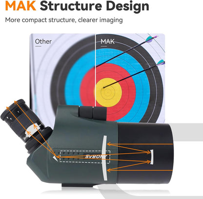 Svbony SV41Pro Mak Spotting Scope met Statief, 28-84X80 FMC Focus op Dubbele Snelheid, 1,25" Afneembaar Oculair, Waterdichte Spotting Scopes voor Vogels Kijken Wildlife Boogschieten Sterrenkijken