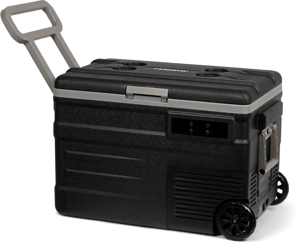 Steamy-E Single Zone 45 Roller, Elektrische Compressor Koelbox met wielen, 45 Liter, Zwart, 12V/230V, voor vriezen en koelen van -20 tot +20, ideaal voor op de camping