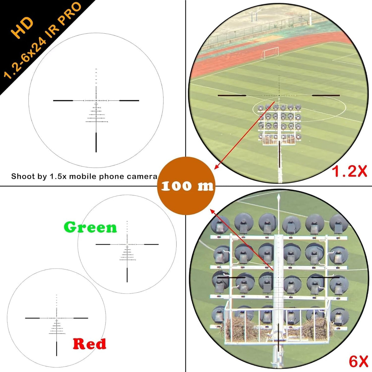 WestHunter Optics HD 1.2-6 x 24 IR Pro precisiespiegel, exclusief voor korte afstandssportwedstrijden, alleen Optics & Basic Accessoires
