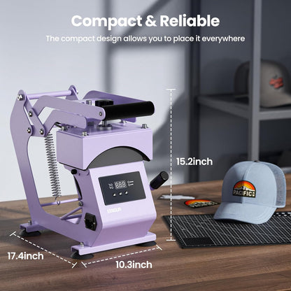 Cap-pershoedpers, warmtepersmachine, 9,5 x 15 cm, handmatige warmtepers, warmtepers, 360 ° rotatiecaps, warmtepersmachine met digitale led-temperatuur- en tijdregelaar, EU 220 V