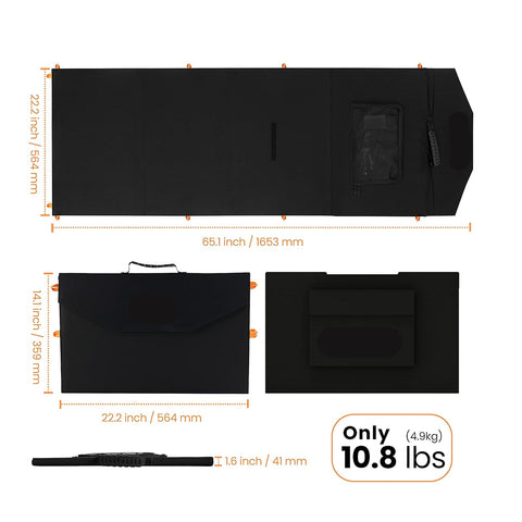 Zonnepanelen met Stekker - Zonnepaneel-Oplader - Zonnepaneel - 120 W - Opvouwbare - Draagbaar -.voor Camping - Stroomuitval - Noodsituaties - IP65 Waterdichte - 20-28V DC - 165.4 x 56.4 x 0.5 cm - Zwart