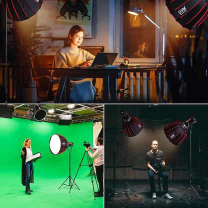GVM 300W LED-videolamp, 221950lux/1m, ARO SD300B Fotografie Verlichting Kit met APP Control, 2700K-6800K Studio Light Continue Verlichting Kit voor YouTube, Film, 12 Scène-effecten
