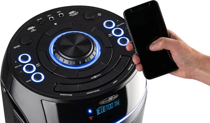 Mobiele Bluetooth Party Speaker Zwart – Discoluidspreker – Partybox – Bluetooth Speaker – Luidspreker – Ingebouwde Cd-Speler – Ledverlichting Met Meerdere Lichtstanden