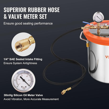 Vacuümpomp – Vacuüm Pomp – Vacuum Pomp – Vacuümset – Houtstabilisatie Pomp – 11 Liter Vacuümkamer – Tempered Glas Deksel – 100 L/min Capaciteit – Inclusief 250 ml Olie