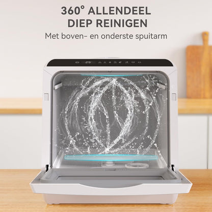 Hermitlux Tafelbladvaatwasser voor 5 Couverts (5L Tank), Tafelbladvaatwasser zonder Wateraansluiting met 6 Programma's inclusief 360° Sproeiarmen | Hetelucht Droging | Energieklasse D | Geen