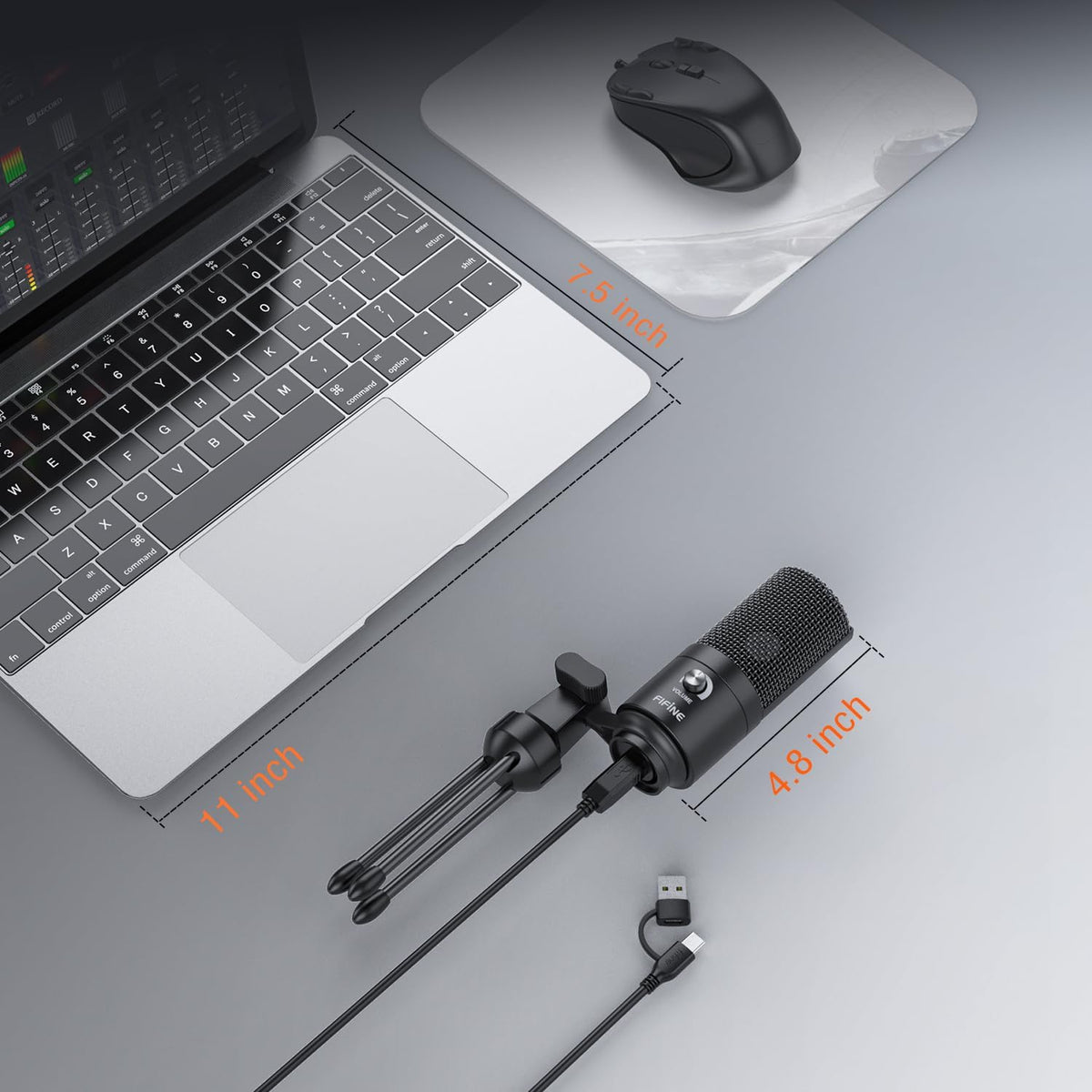 USB-Microfoon Zwart – Condensatormicrofoon – Studio Opnamemicrofoon – Streamingmicrofoon – Podcastmicrofoon – Plug & Play Via USB – Cardioïde Opnamepatroon