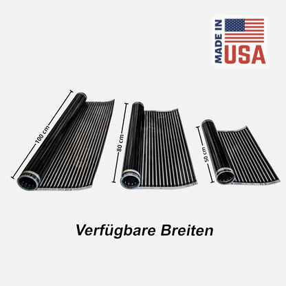 Infraroodverwarmingsfolie Vloerverwarmingskit 100cm breed 220 W/m2-4,0 m2 - effectieve en energiebesparende verwarming voor nieuwbouw of renovatie van oude gebouwen
