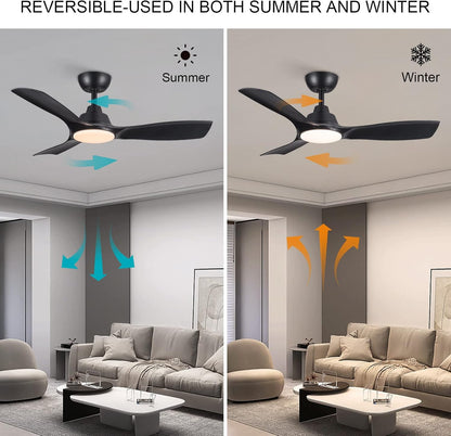 CJOY Plafondventilator Met Licht, Dimbare LED Plafondventilator met Verlichting 107cm, Moderne Plafondventilator met Verlichting, Zomer- en Wintermodi, 6 Windsnelheden, 3000K/4000K/6500K, Timer