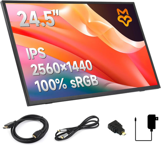 LUCKFOX 24.5″ 2K Portable Monitor with Stand for Raspberry Pi 5, 2560 x 1440 QHD, 165Hz IPS HDR, Type-C Plug & Play, Full-featured Type-C, for Raspberry Pi, Gaming Consoles, PC, Smartphone