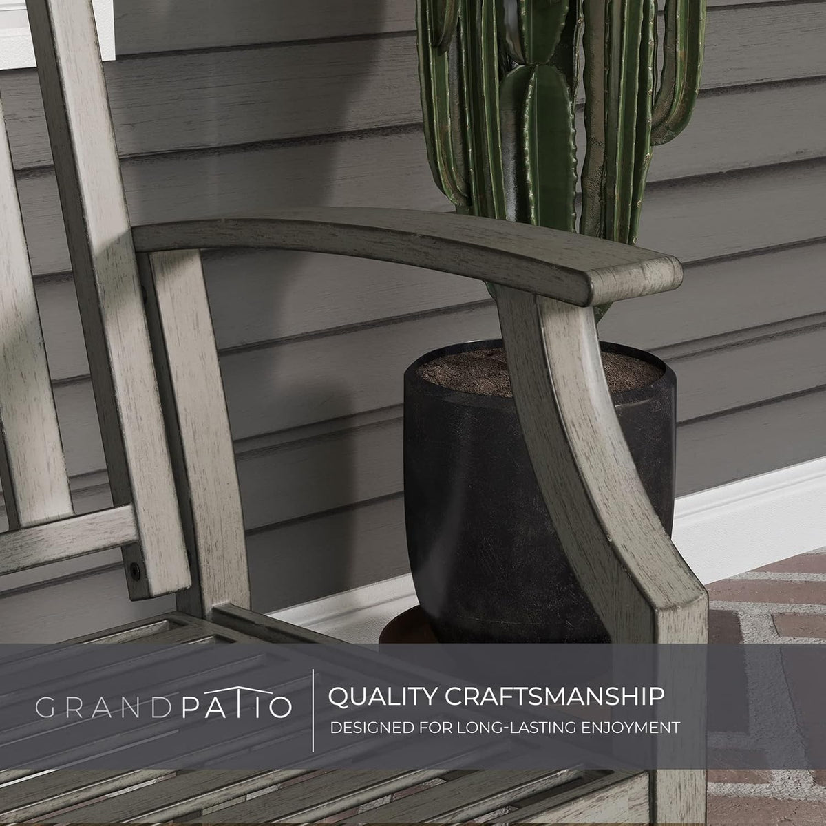 Grand patio Buitenbank, tuinbank met roestwerend aluminium stalen metalen frame, kleuren naar keuze, geschikt voor binnen, buiten, terras, park (grijs)