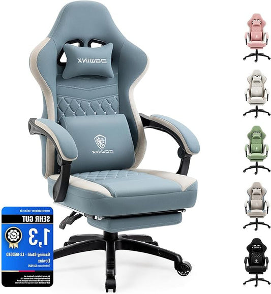 Gamingstoel – Bureaustoel – PC Stoel – Gamestoel – Bureaustoel Ergonomisch – Massagefunctie – Pocketvering en Ademend Schuim – Max 150 kg – Blauw