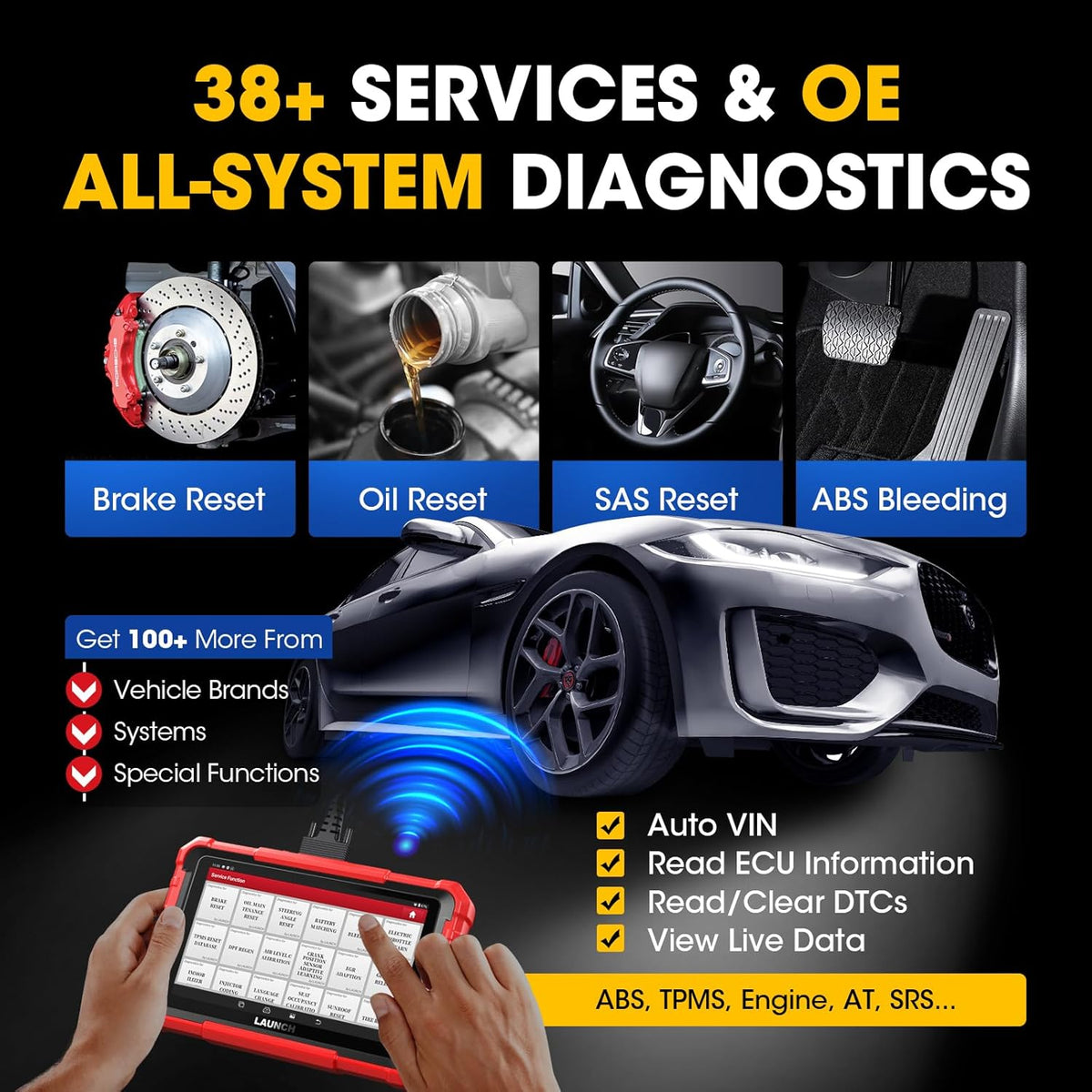 Autodiagnose Scanner – OBD2 Scanner – Foutcode Lezer – Diagnose Tool – All-systeem Scanner – Bi-directionele Communicatie – 38+ Servicefuncties & ECU Online Codering